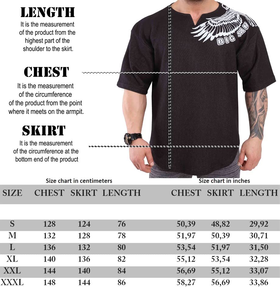 Men's Oversize Active T-Shirts, Bodybuilding and Lifting Gym Large Cut Tops Black