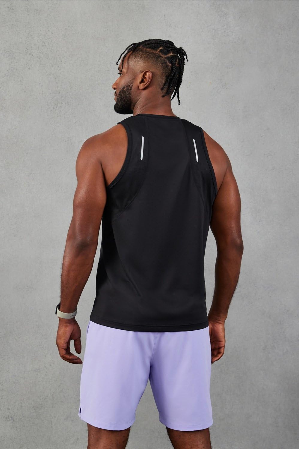 Fabletics Men's The 02 Tank, Performance Running, Jogging, Training, Ultra Lightweight, Reflective, Breathable, XS, Black