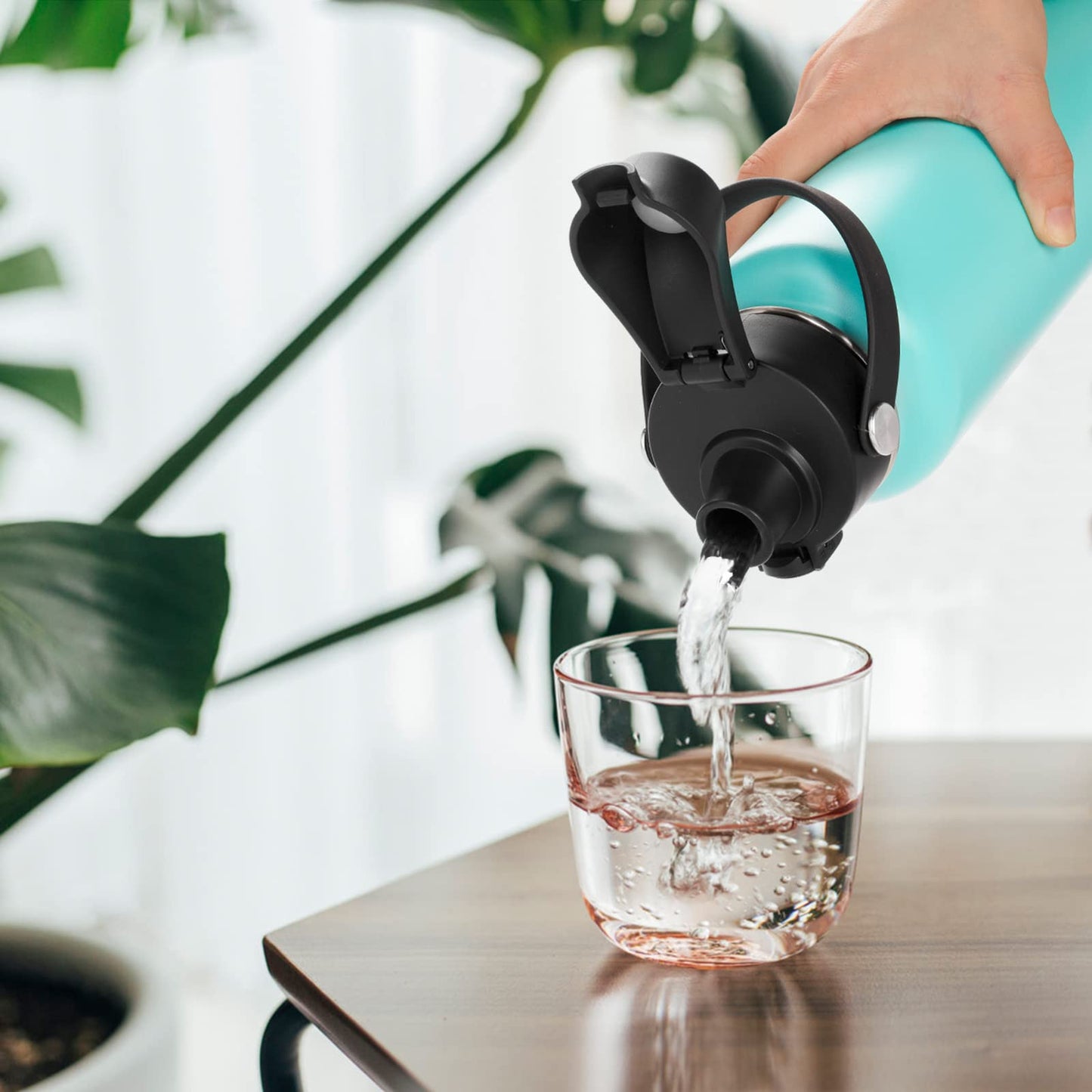 EIPOSAU Auto Flip Lid for Hydro Flask Wide Mouth, Great Spout Lid for Simple Modern, Fits for Iron Flask and Other Brands, Replacement Lid with Button Lock, 2Pack