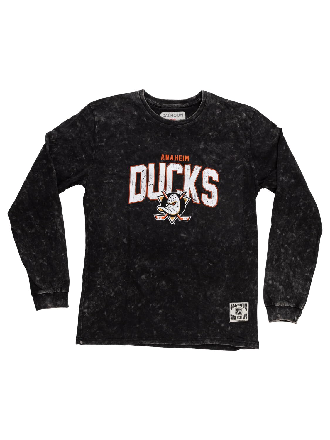 Calhoun NHL Surf & Skate Mens Acid Wash Long Sleeve Cotton Shirt (Anaheim Ducks, X-Large)