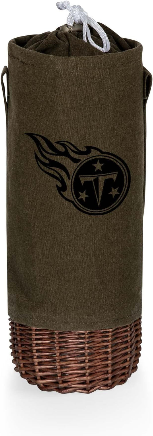 PICNIC TIME NFL Unisex-Adult NFL Malbec Insulated Canvas and Willow Wine Bottle Basket