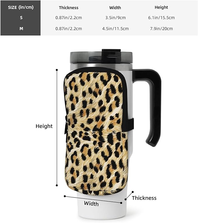 Water Bottle Pouch for Stanley Cup 40oz 30oz,Personalized Gym Purse for Men Women, Tumbler Pouch with Versatile Pocket Water Bottle Bag for Cards, Keys, Phone Botanical Leaf