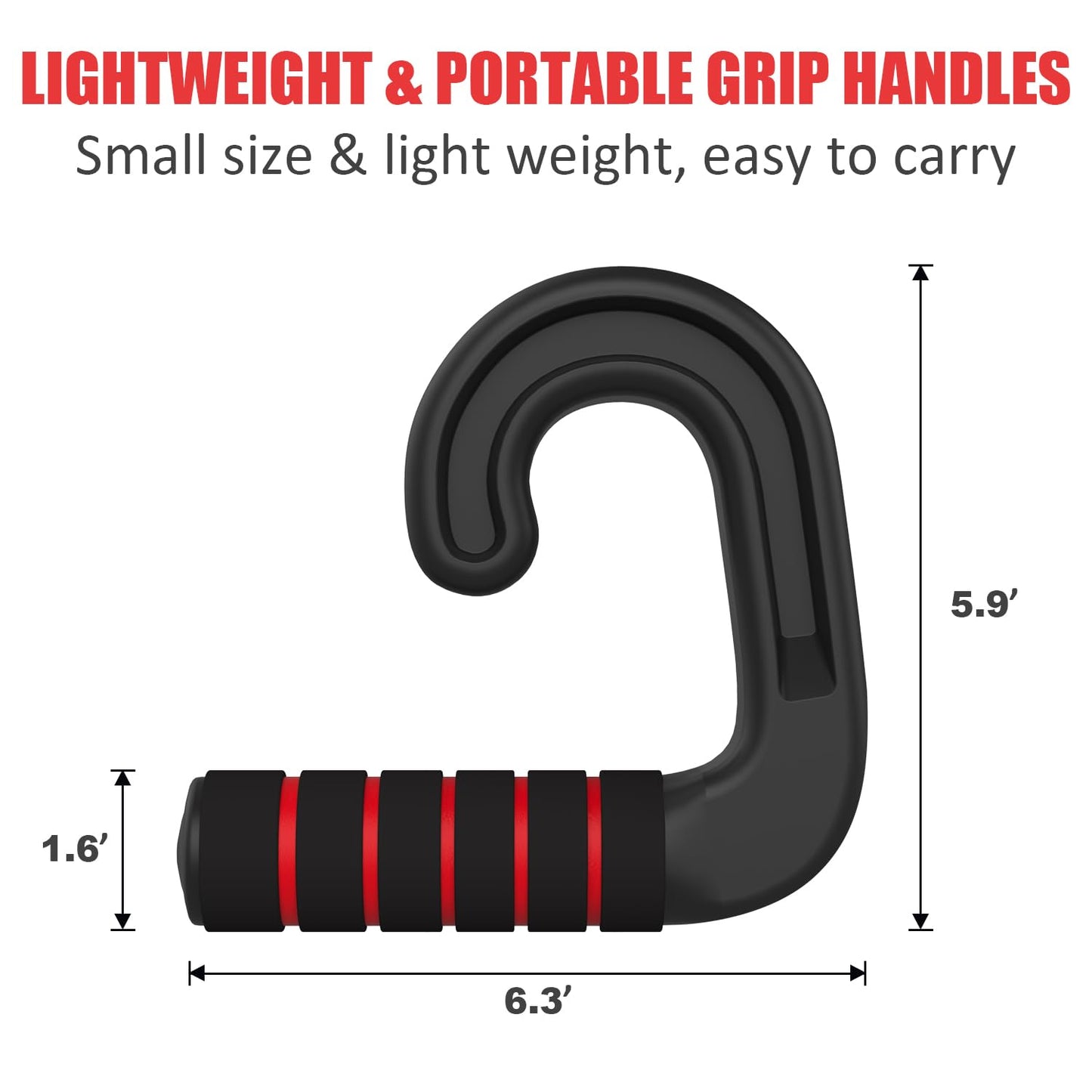 Neutral Grip Handle Attachment, Grip Handle Attachments for Pull-up Bars, Resistance Bands, Barbells, Fitness Equipment, Gym Equipment - Red