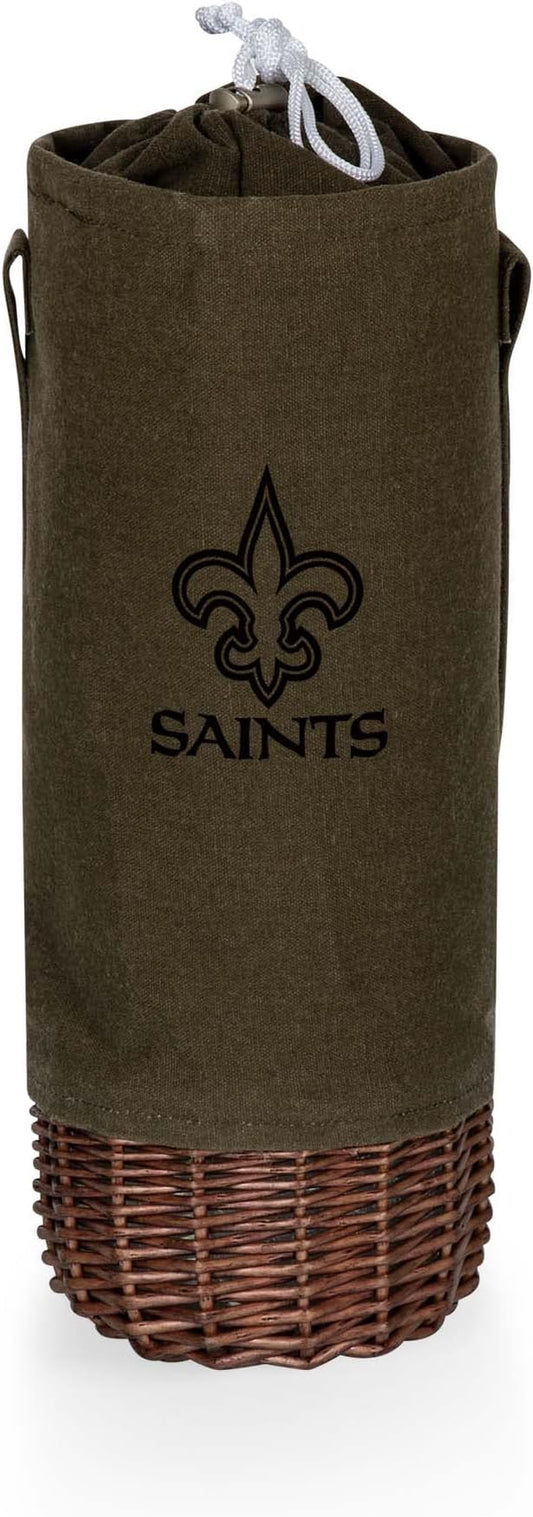 PICNIC TIME NFL Unisex-Adult NFL Malbec Insulated Canvas and Willow Wine Bottle Basket