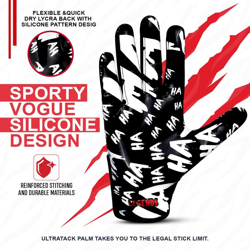 LISAAZ Ball Feel Sensation Football Gloves - Tacky Grip for Youth and Adult, Top Notch Receiver Gloves for Men and Kids 8-12