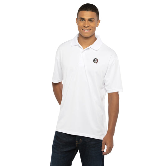 Vantage Apparel Men's Collegiate Premium Moisture Wicking White Icon Polo, Florida State Seminoles, White, Large