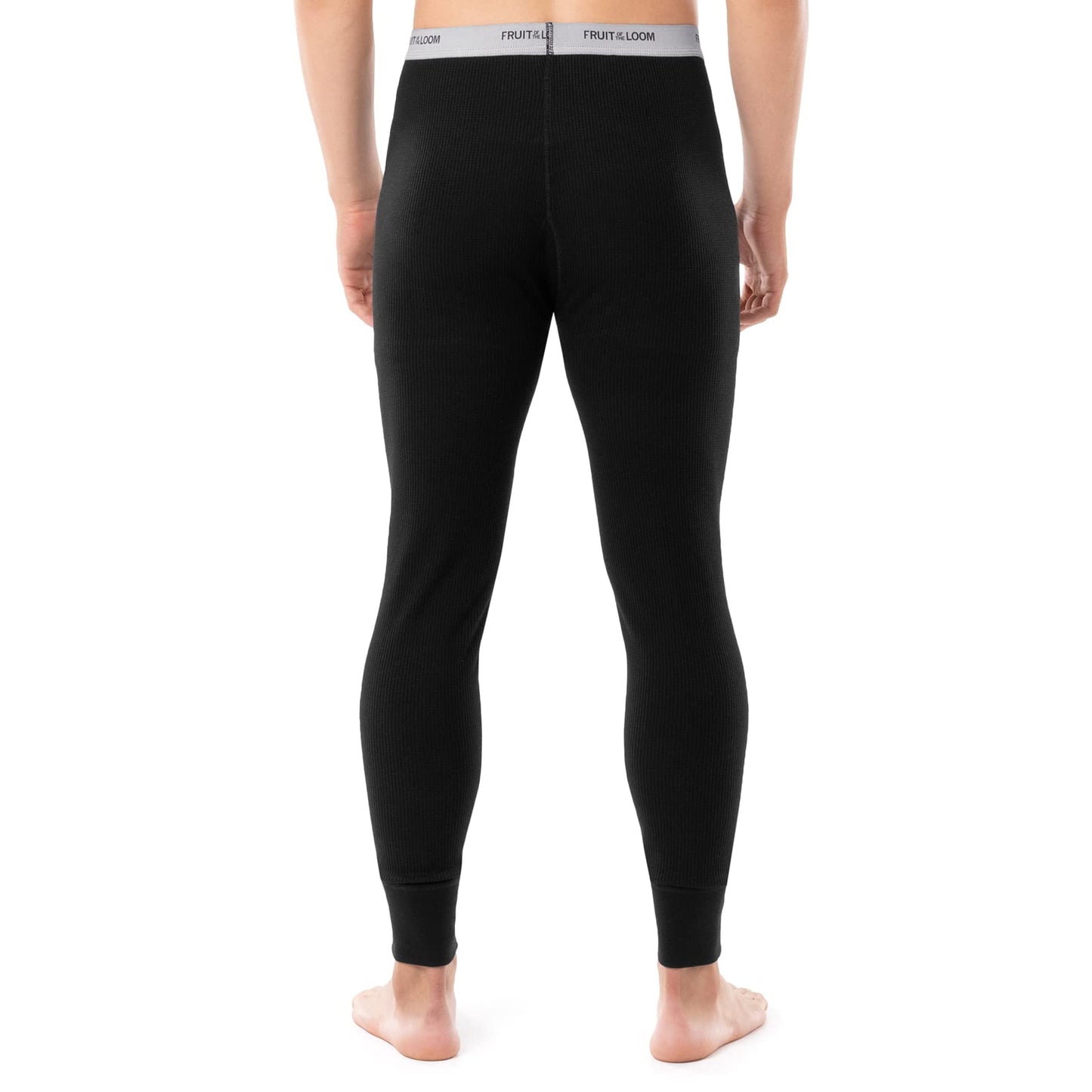Fruit of the Loom Men's Classic Midweight Waffle Thermal Underwear Bottoms (2-Pack), Light Grey Heather/Black Soot, XX-Large