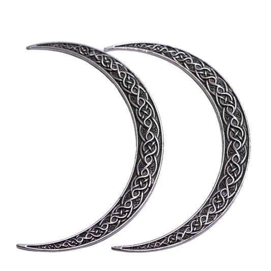 LANGHONG 2PCS Moon Crescent Hairpin For Women Viking Hair Stick Forks Knot Hair Styling Pins (ZZAS)