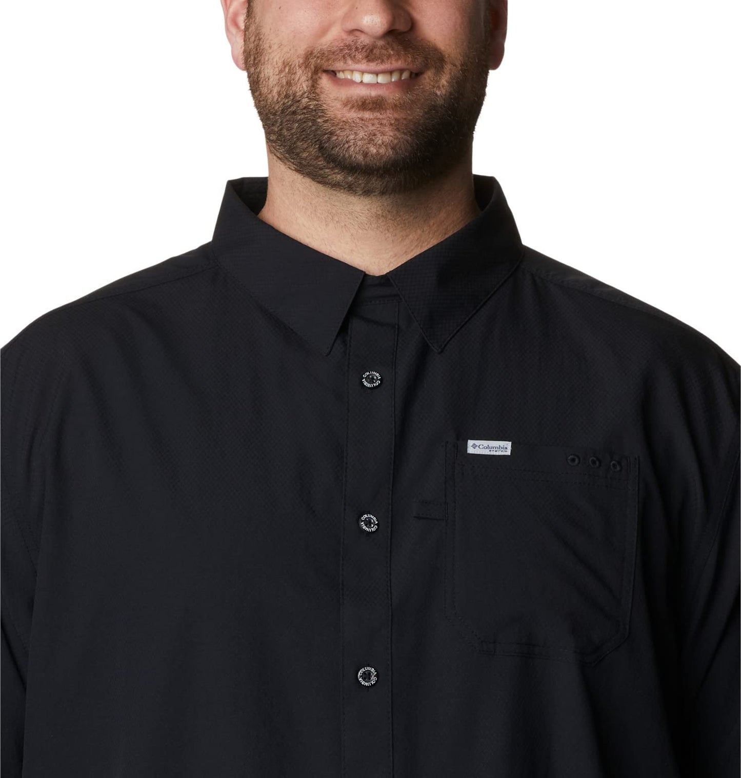 Columbia Mens Slack Tide Short Sleeve Camp Shirt, Black, 1X