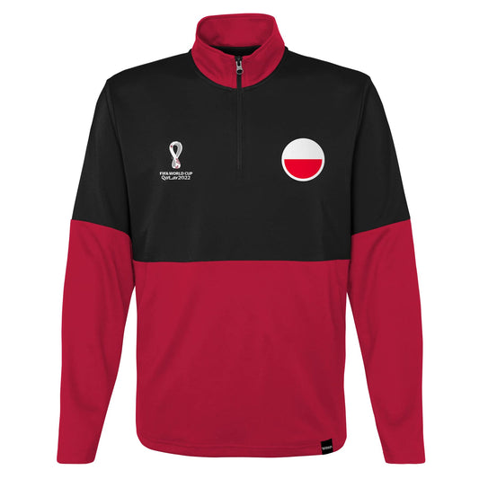 Outerstuff Mens FIFA World Cup Country 1/4 Zip Top, Black-Red, X-Large