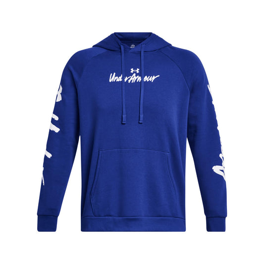 Under Armour mens Rival Fleece Graphic Hoodie, (400) Royal / / White, Medium