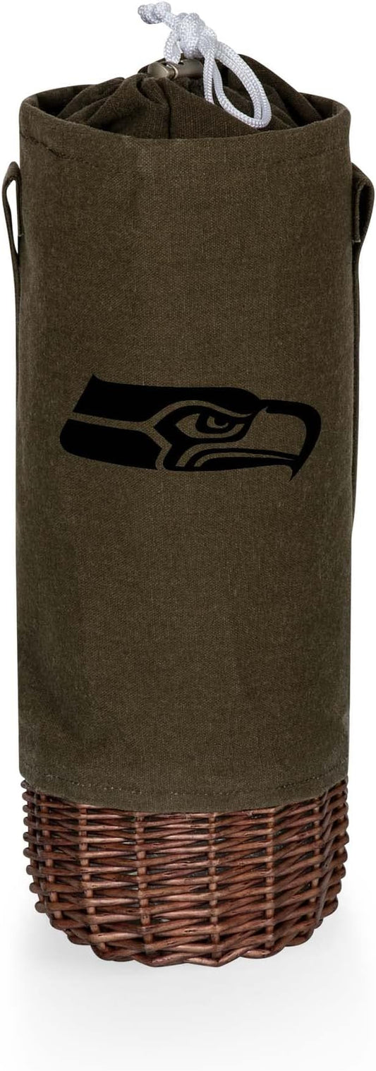 PICNIC TIME NFL Unisex-Adult NFL Malbec Insulated Canvas and Willow Wine Bottle Basket