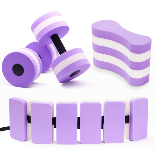 UNAOIWN Water Dumbbell Set for Aquatic Aerobics Exercise, Water Weights Equipment, Training Aid for Aquatic Fitness, Water Workout Fitness Tool (Pull buoy version-Purple)
