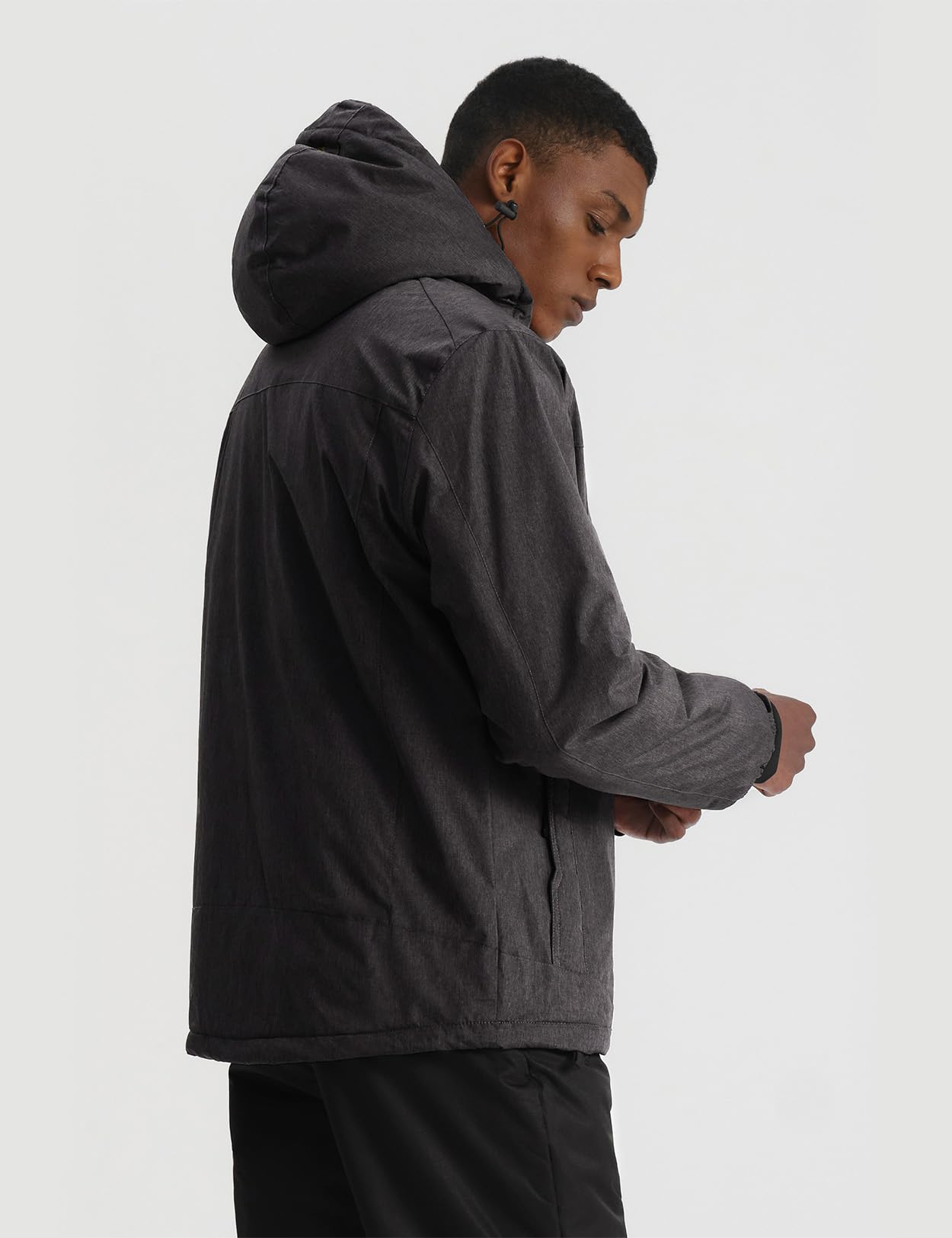 GEMYSE Men's Ski Snow Jacket Warm Winter Waterproof Coat Snowboard Rain Jacket Hooded Windproof Windbreaker（Graphite Grey,3X-Large）