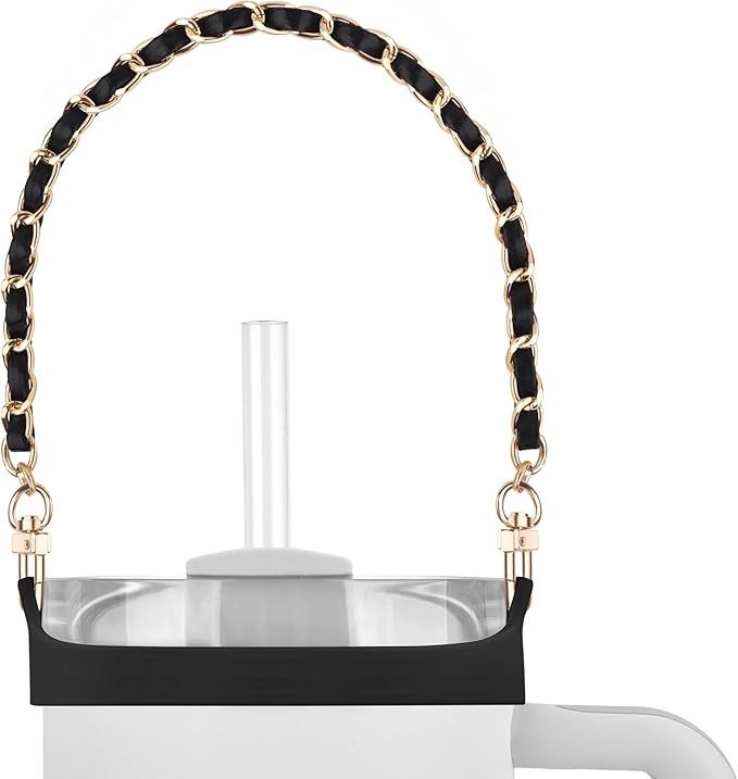 Water Bottle Handle, Silicone Water Bottle Sling Stretches to Fit Most 8-40oz Bottles, Fashionable Accessories Compatible for Stanley Cup Black…