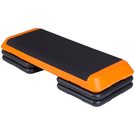 Oteymart 43'' Exercise Step Platform 3 Levels Adjustable Aerobic Stepper with 4 Extra Risers and Anti Slip Surface, Training Workout Equipment for Home&Gym Cardio Strength & Training, Orange