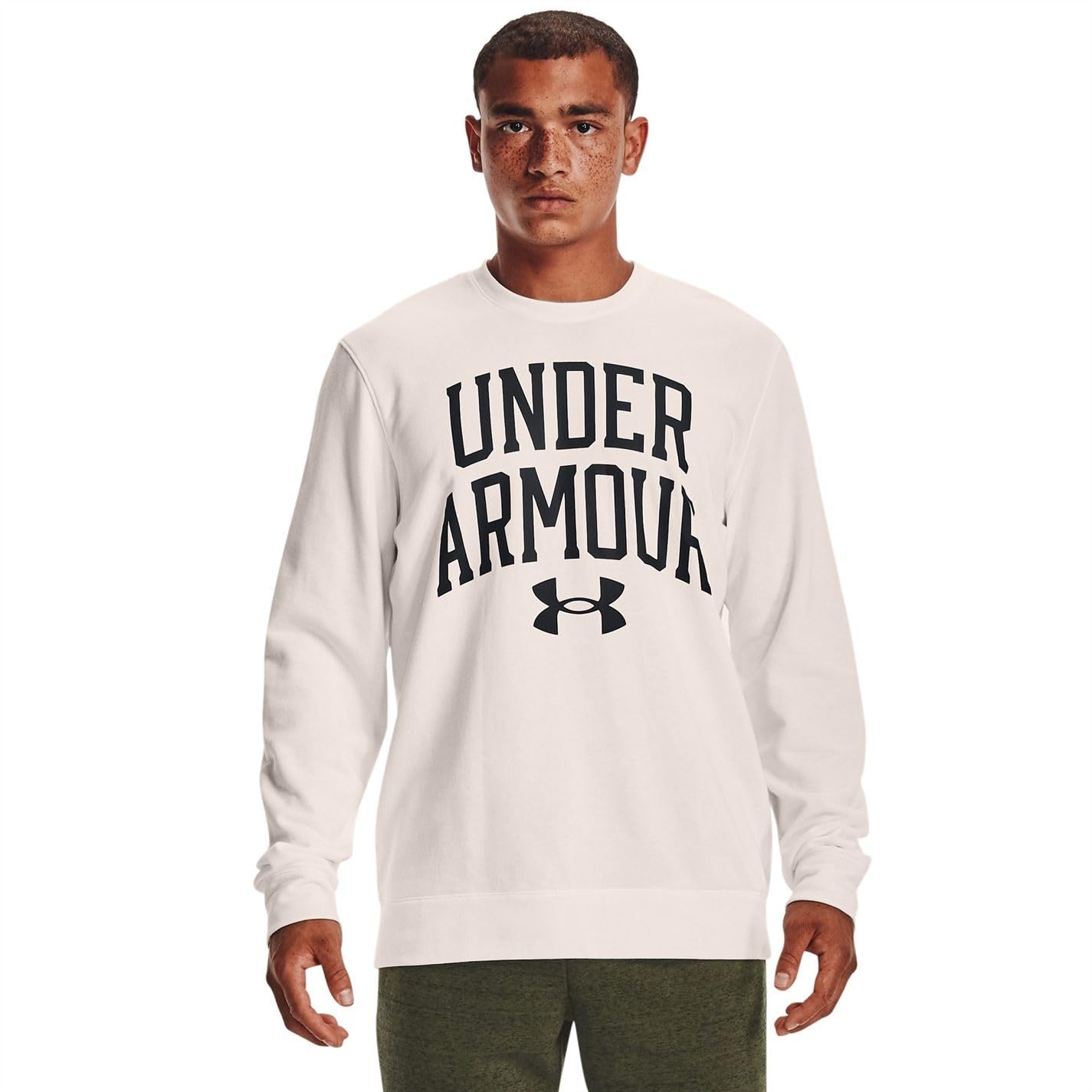 Under Armour Men's Rival Terry Crew Neck T-Shirt, Onyx White (112)/Black, XX-Large