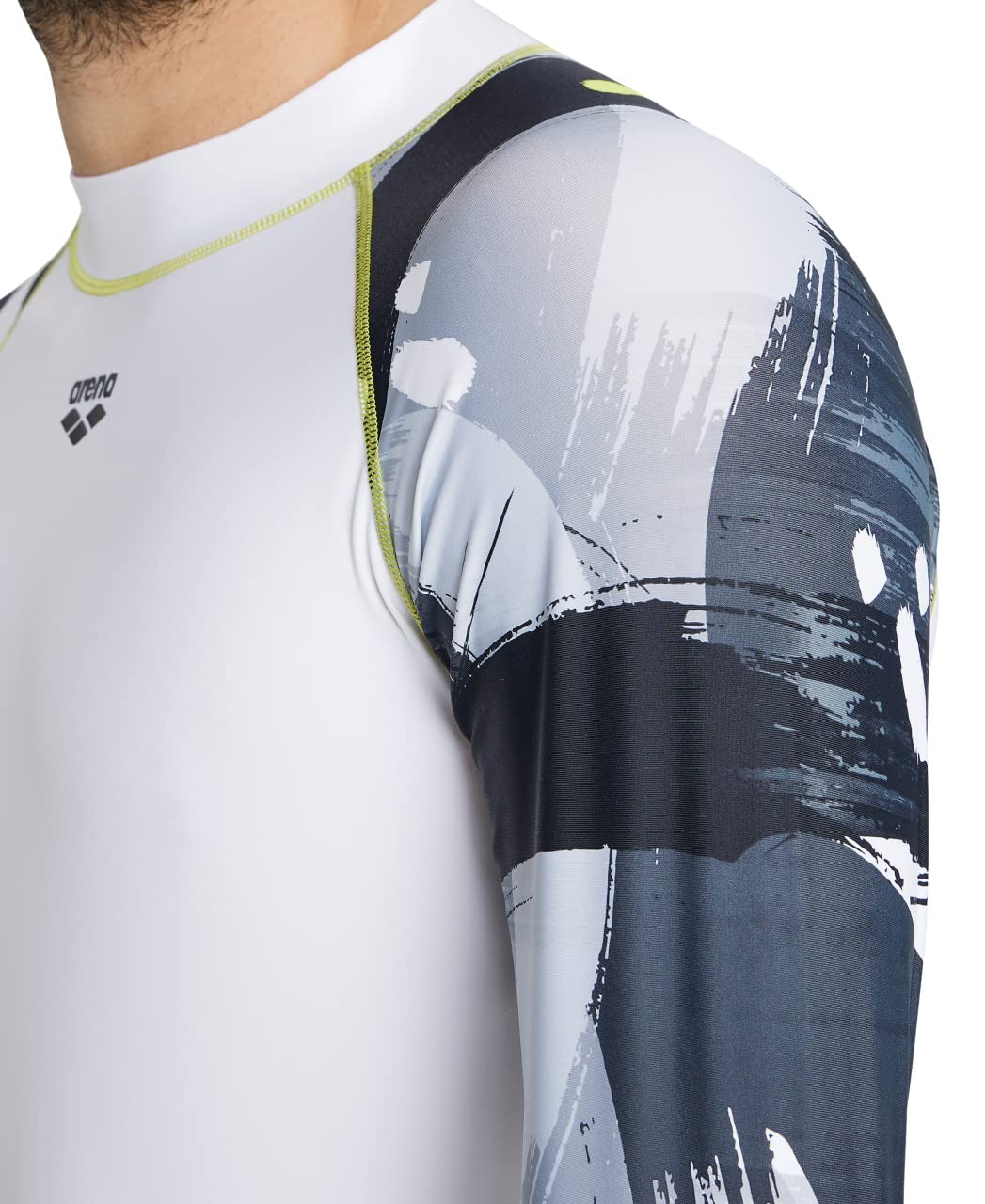ARENA Men's Standard UV Protection Long Sleeve Shirt Rash Allover, White-Gray Multi