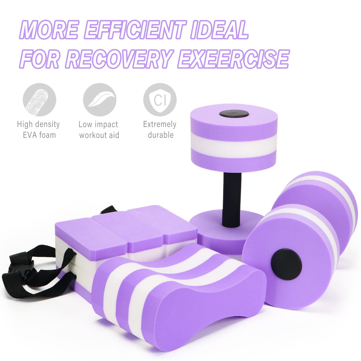 UNAOIWN Water Dumbbell Set for Aquatic Aerobics Exercise, Water Weights Equipment, Training Aid for Aquatic Fitness, Water Workout Fitness Tool (Pull buoy version-Purple)