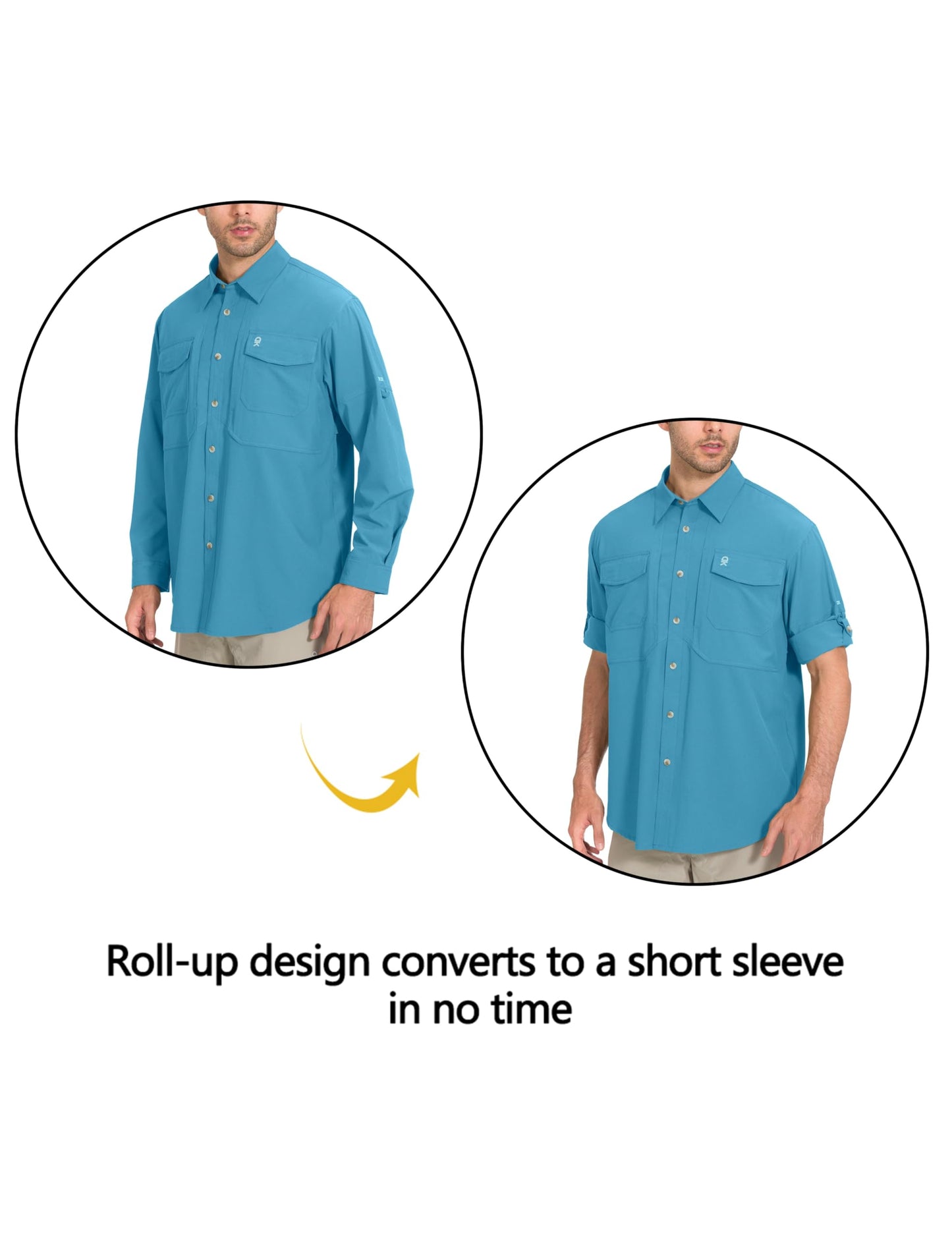 Little Donkey Andy Men's Quick-Dry Stretch Sun Protection Long Sleeve Tactics Shirt Horizon Blue XL