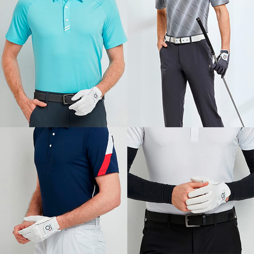 Amy Sport Mens Golf Gloves Pair Both Hands Left and Right Rain Grip Weathersof No Sweat All Weather Grips Soft Comfortable Breathable (Dark Gray, Large)