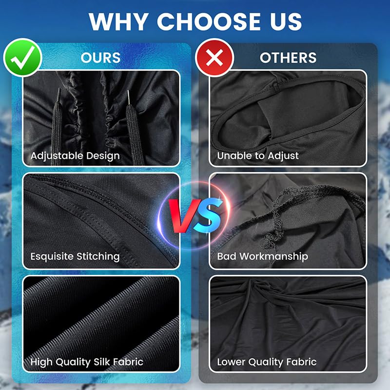 Adjustable Balaclava Face Mask, Ice Silk Design, 2-Pack Shiesty Ski Mask for Men, Women, and Kids, UV Protection Sun Hood (Silk, White)