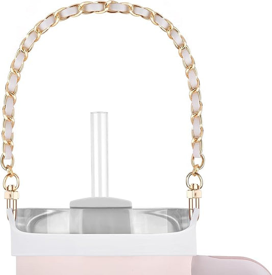 Water Bottle Handle, Silicone Water Bottle Sling Stretches to Fit Most 8-40oz Bottles, Fashionable Accessories Compatible for Stanley Cup White