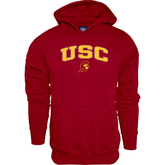 Blue 84 NCAA USC Trojans Unisex Hoodie Kids Arch Over Team Color, USC Trojans Cardinal, Small