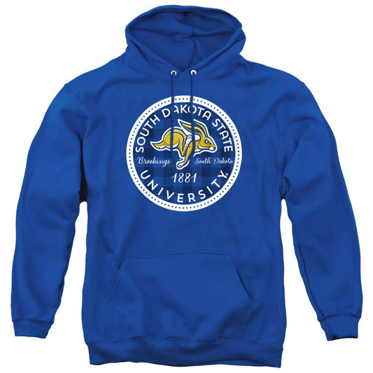 South Dakota State University Official Plaid Badge Unisex Adult Pull-Over Hoodie, Royal Blue, X-Large