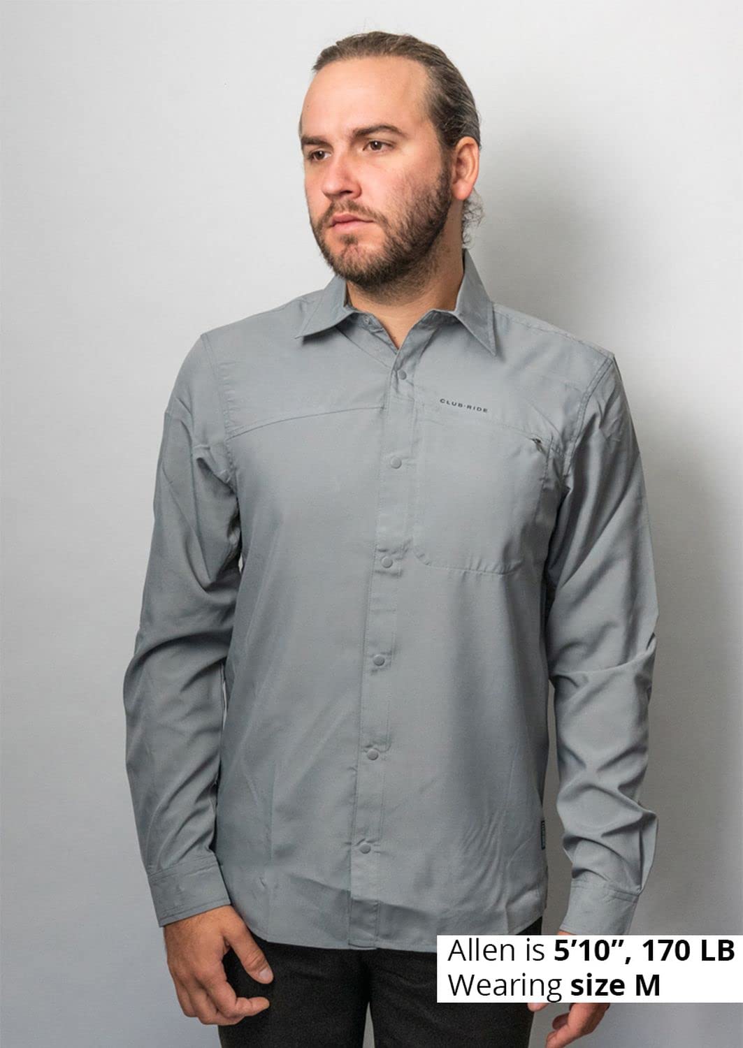 Club Ride Apparel Protocol Long Sleeve Cycling Jersey - Men's Snap Down Biking Top - Ultimate Grey - XL