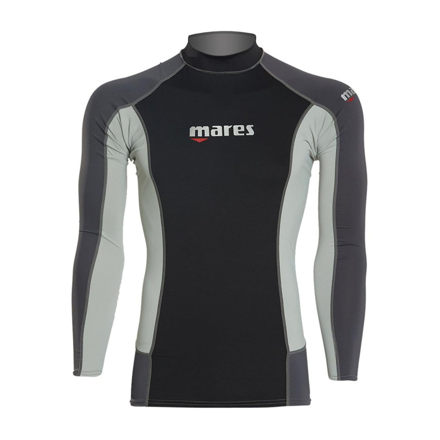 Mares Men's Trilastic Long Sleeve Rash Guard Shirt for Water Sports | UV Protection, Flatlock Stitching Style, Lightweight Durable Stretchable Fabric, X-Large Black Grey