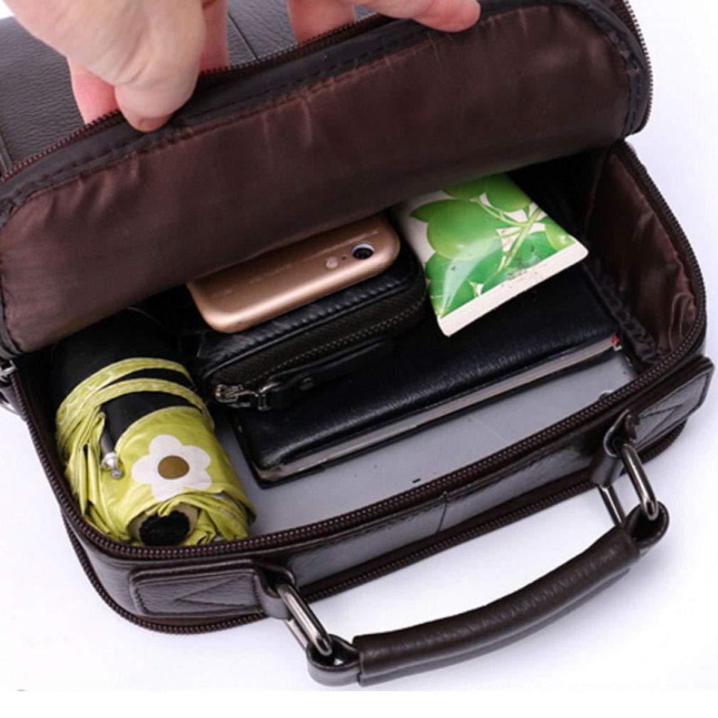Leather Shoulder Messenger Bag for Men Business Travel Outdoor Crossbody Handbag Briefcase Wallet Phone Pouch Purse Casual Daypack Coffee