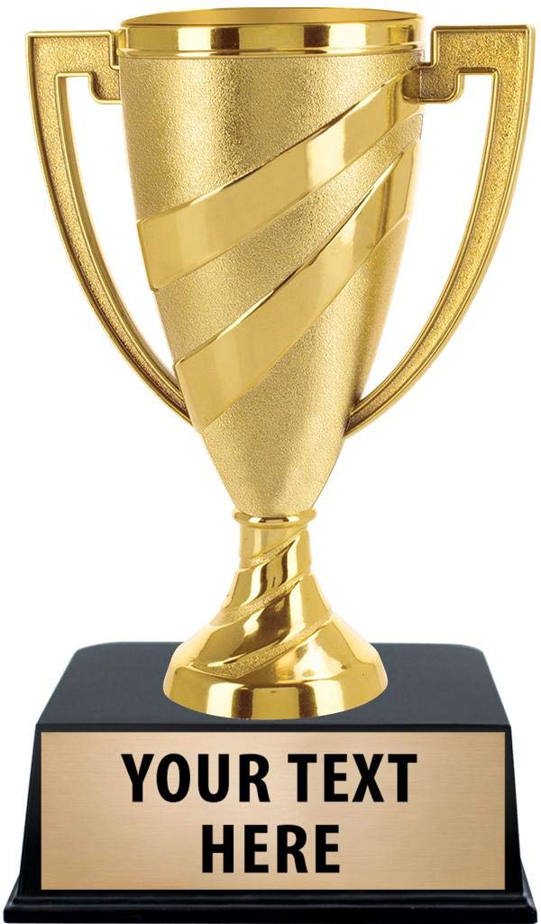 Crown Awards Gold Cup Trophies with Custom Engraving, 5.75" Personalized Gold Swirl Cup Achievement Trophy On Black Base 10 Pack Prime