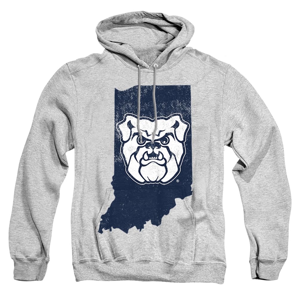 Butler University Official State of Indiana Unisex Adult Pull-Over Hoodie, Athletic Heather, Large
