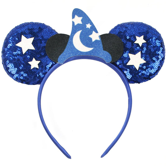 MADO Mouse Ear Headband for Women adults kids, Blue Mic - One Size, Hair Accessory, Party Accessory, Headband with Mouse Ears, Unisex, Perfect for Halloween, Carnival, Christmas, Birthday