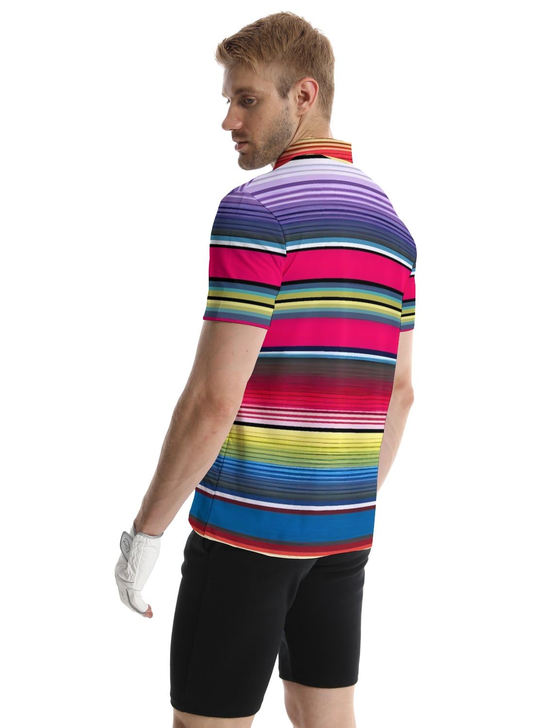 MSCPZH Mens Golf Shirts Mexican Golf Polo Shirts for Men Short Sleeve Polo Shirts Golf Mens Polo Pink