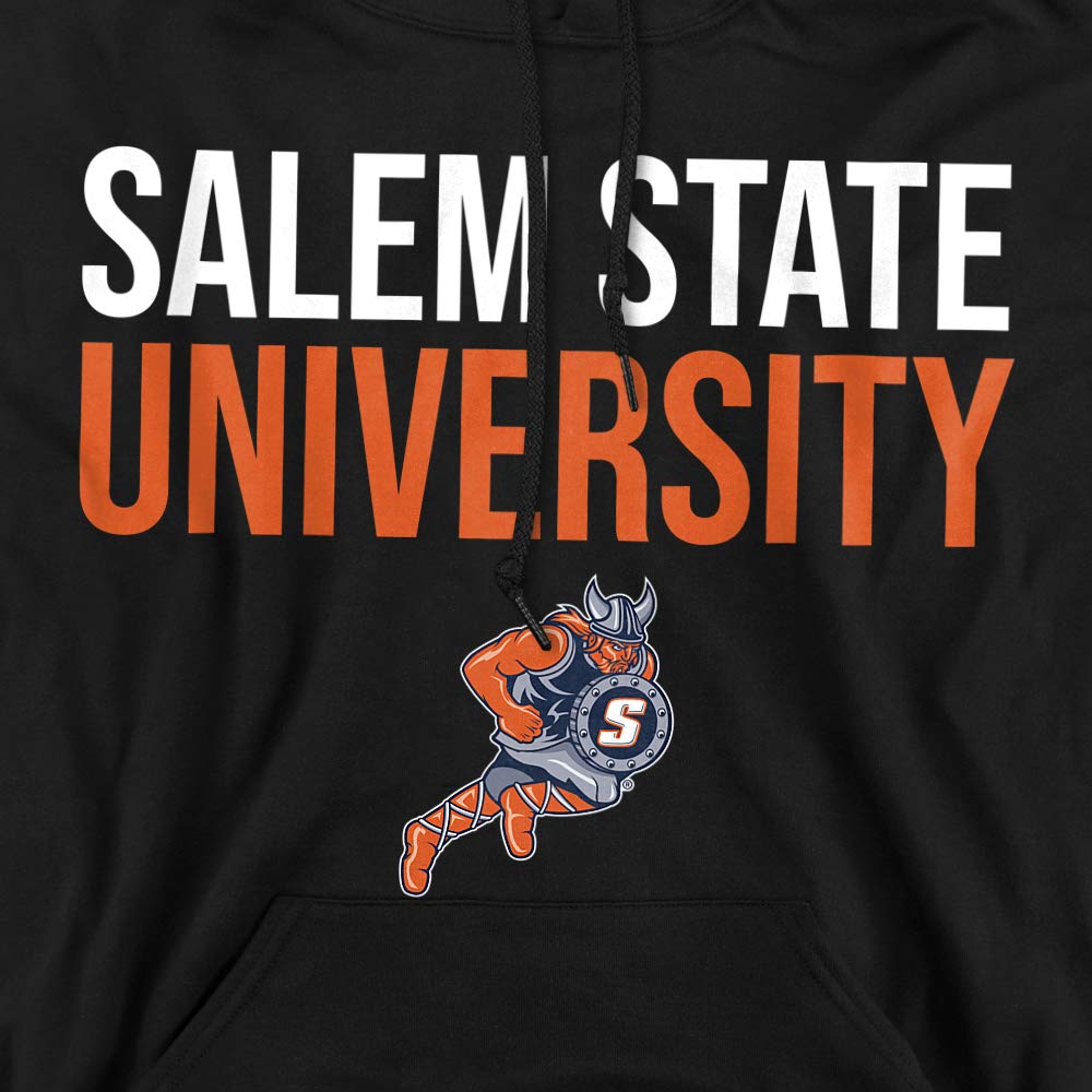 Salem State University Official Stacked Unisex Adult Pull-Over Hoodie, Black, Medium
