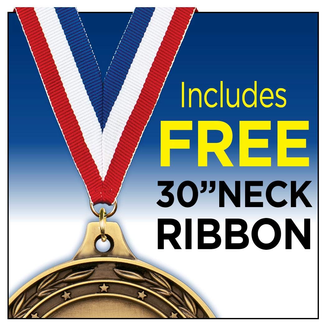 Honor Society Medals, 2" Gold Honor Society Achievement Medal Award, Comes with Neck Ribbon, 5 Pack Prime