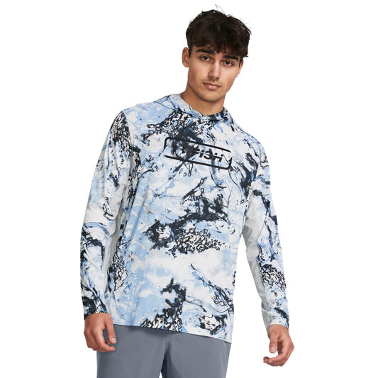 Under Armour Men's Iso-Chill Shorebreak Camo Hoodie, (475) Carolina Blue/Halo Gray/Black, X-Large