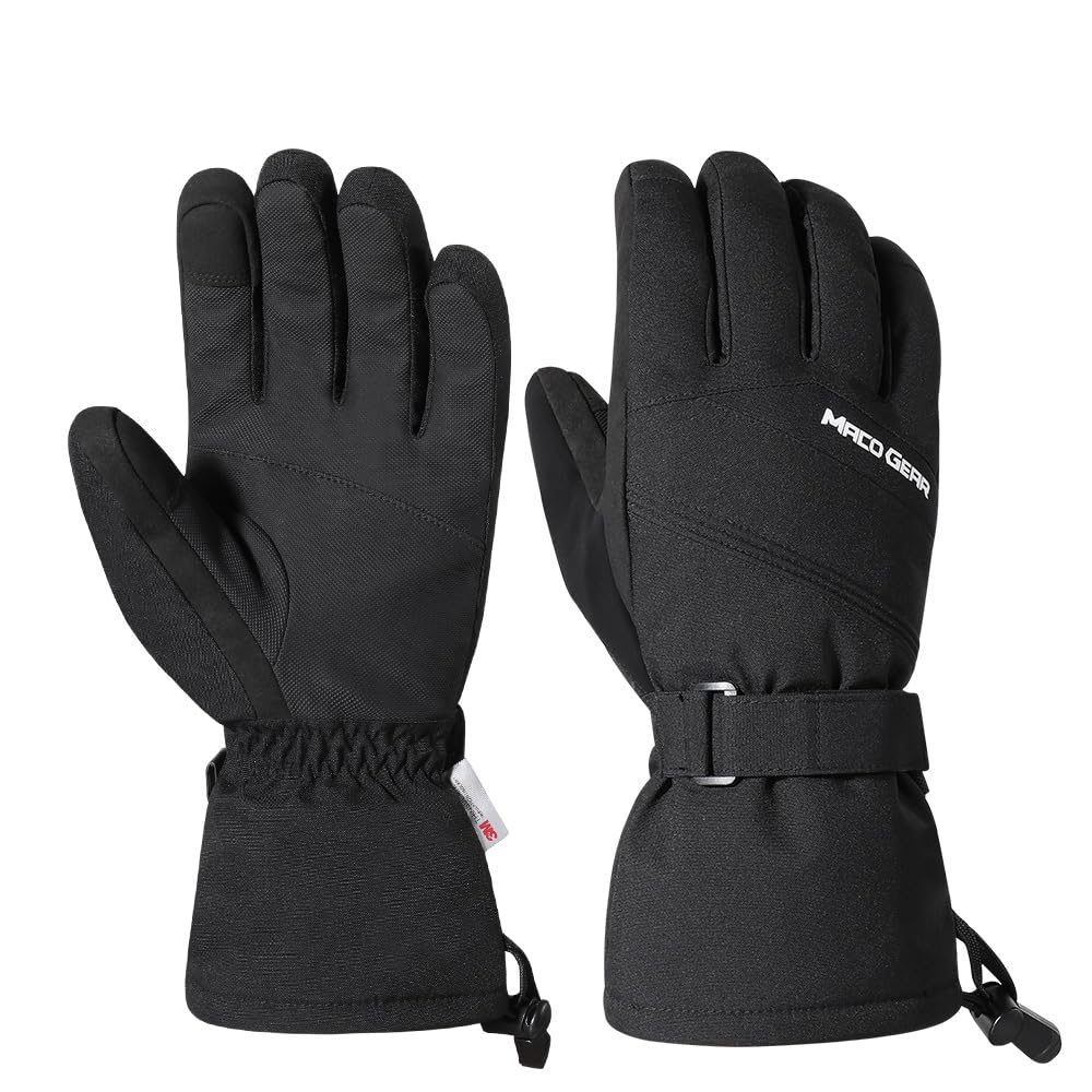 WTACTFUL Waterproof Insulated Mens Ski Gloves Touchscreen Winter Warm 3M Thinsulate Skiing Snowboard Snowmobile Cold Weather Gloves Black XL