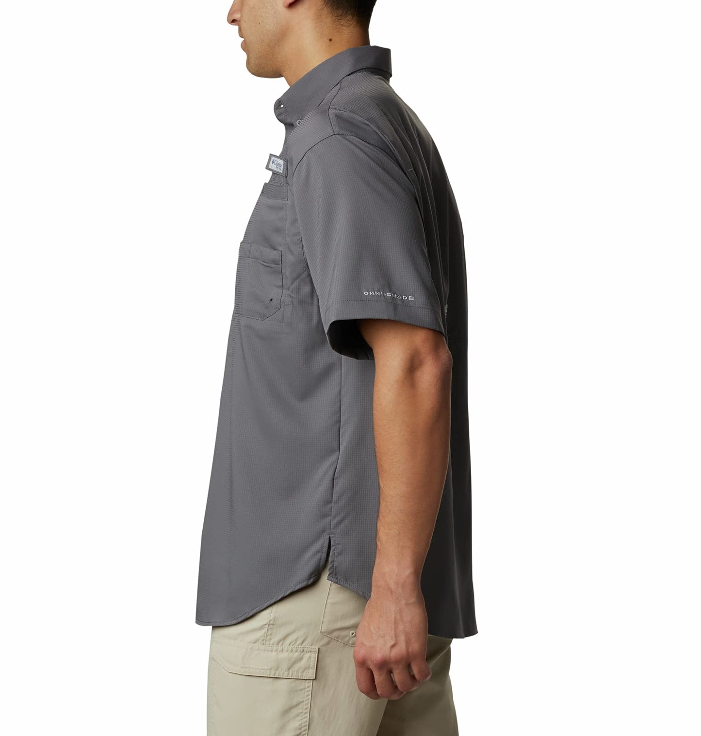 Columbia Mens PFG Tamiami II Short Sleeve Fishing Shirt, City Grey, Large