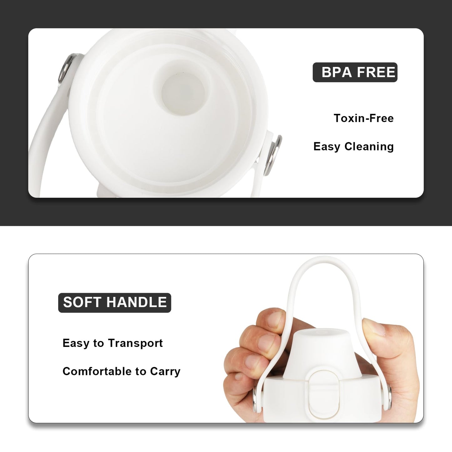 EIPOSAU Auto Flip Lid for Hydro Flask Wide Mouth, Great Spout Lid for Simple Modern, Fits for Iron Flask and Other Brands, Replacement Lid with Button Lock, White