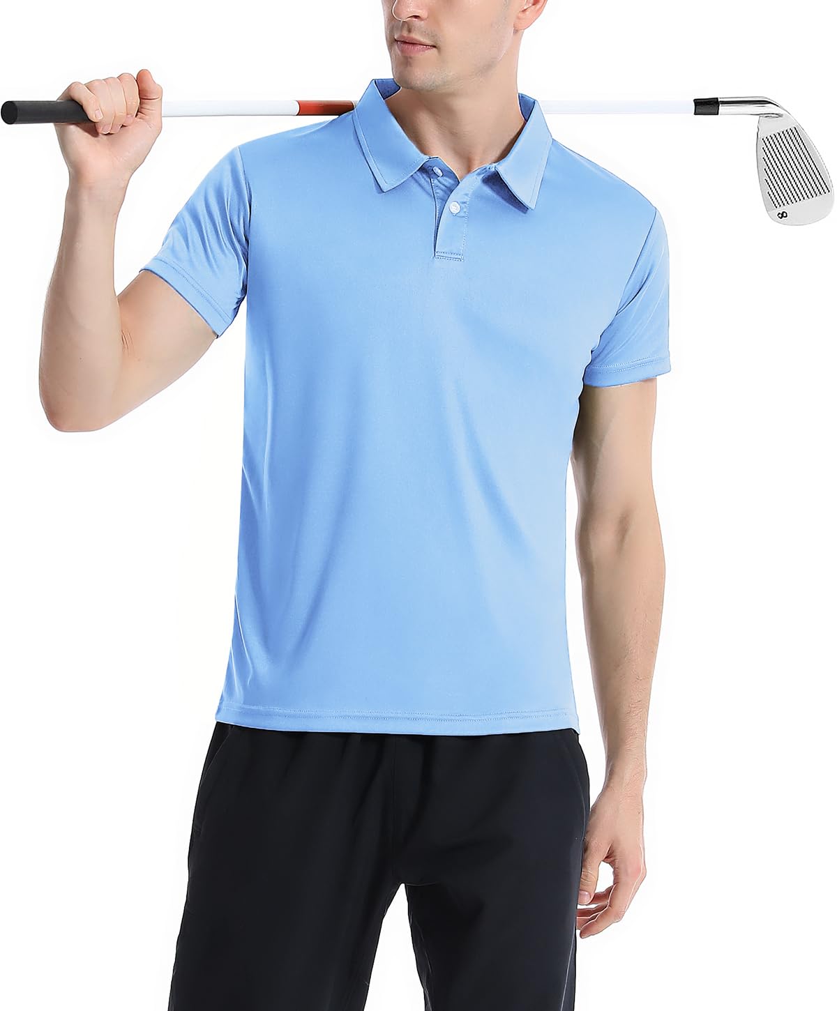 Orrstarry 5 Pack Polo Shirts for Men Dry Fit Short Sleeve Golf T-Shirt Moisture Wicking Collared Casual Work Tops Black/White/Gray/Army Green/Blue S/M