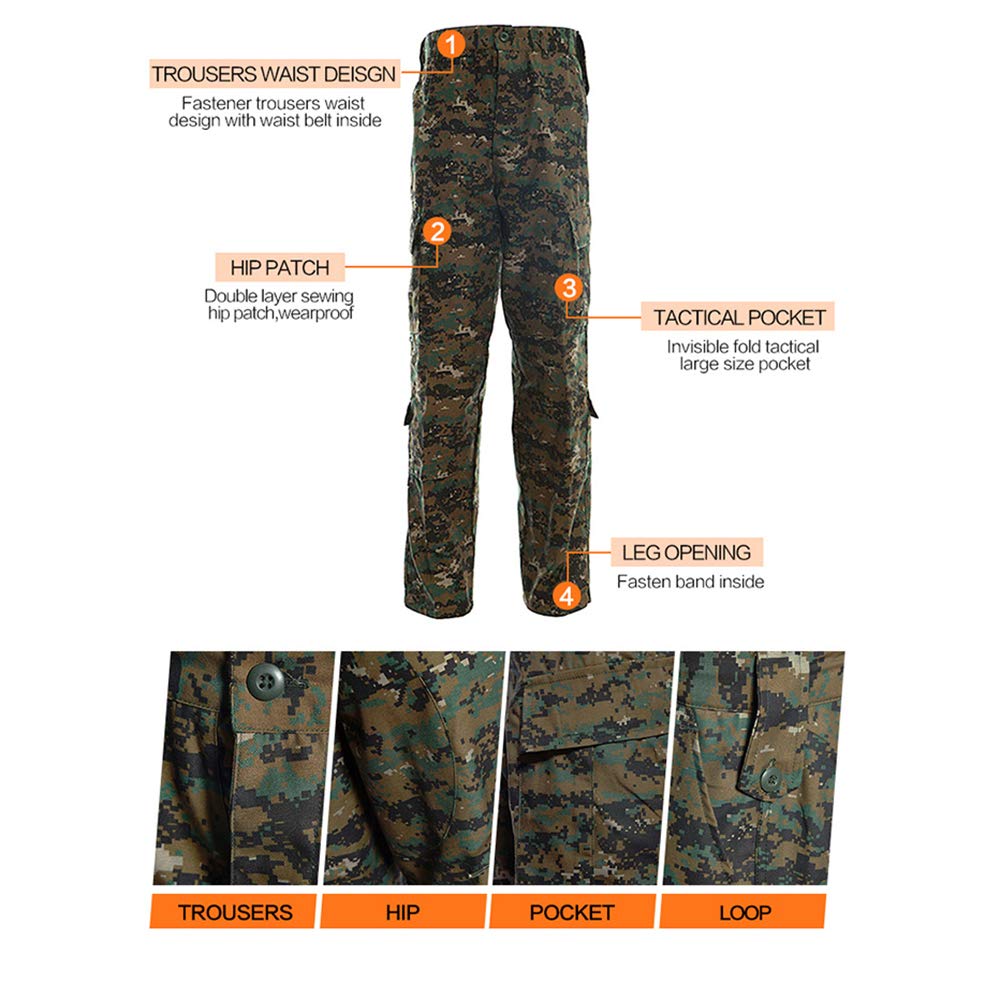 MINGHE Men's Combat Uniform Military Tactical Shirt and Pants Set Cp Camo Long Sleeve Army Suit for Hunting Airsoft Paintball