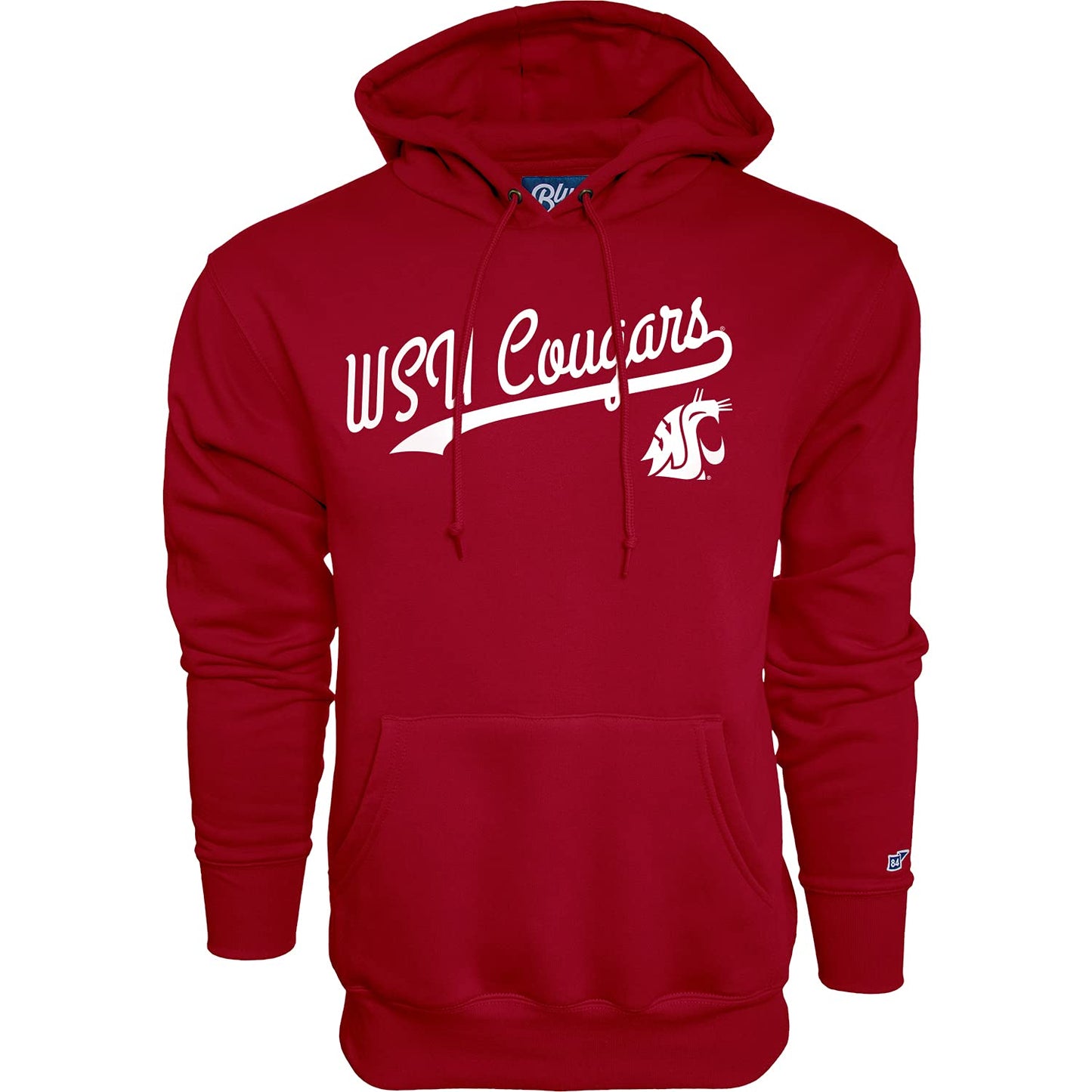 Blue 84 Men's Washington State Cougars Hoodie Cursive Team Color, Team Color, Medium