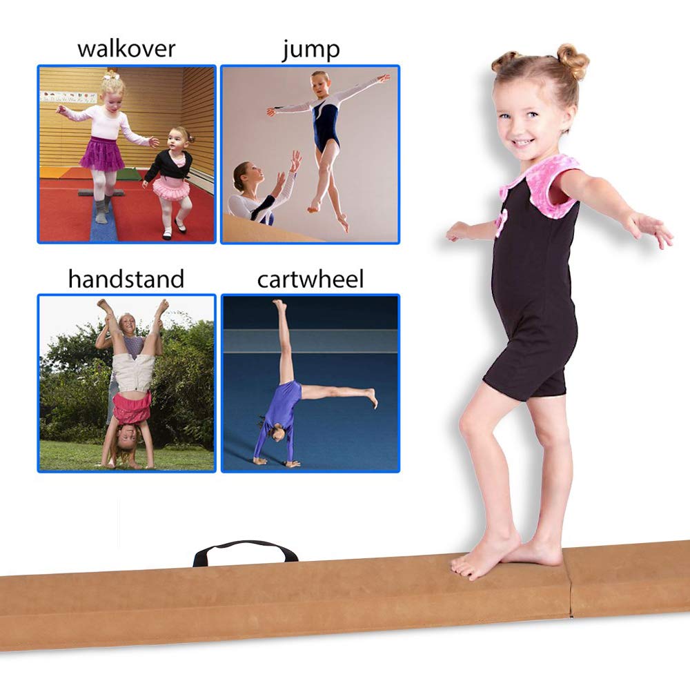 FBSPORT 8ft Balance Beam: Folding Floor Gymnastics Equipment for Kids Adults,Non Slip Rubber Base, Gymnastics Beam for Training, Practice, Physical Therapy and Professional Home Training