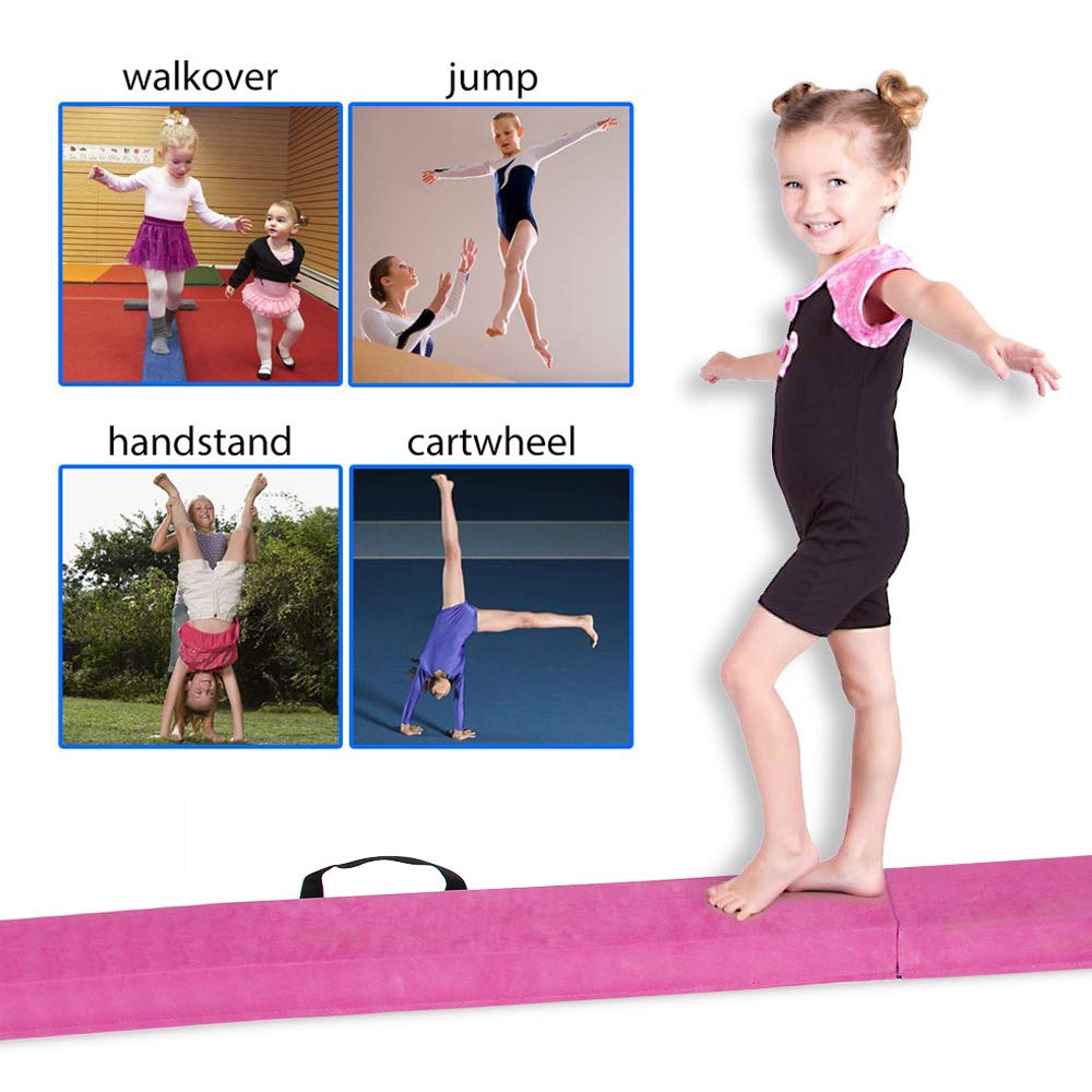FBSPORT 8ft Balance Beam: Folding Floor Gymnastics Equipment for Kids Adults,Non Slip Rubber Base, Gymnastics Beam for Training, Practice, Physical Therapy and Professional Home Training