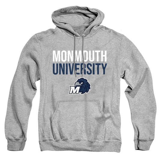 Monmouth University Official Stacked Unisex Adult Pull-Over Hoodie, Athletic Heather, X-Large