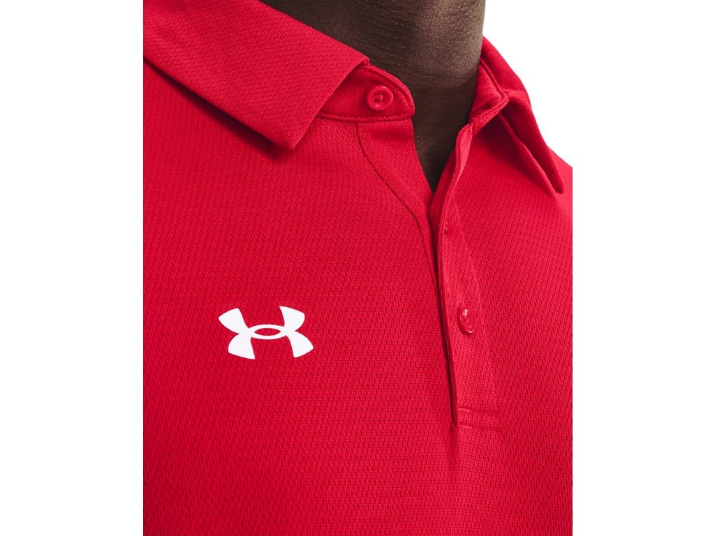 Under Armour Mens Tech Team Polo Shirt - Breathable and Quick Dry XLT Red-White