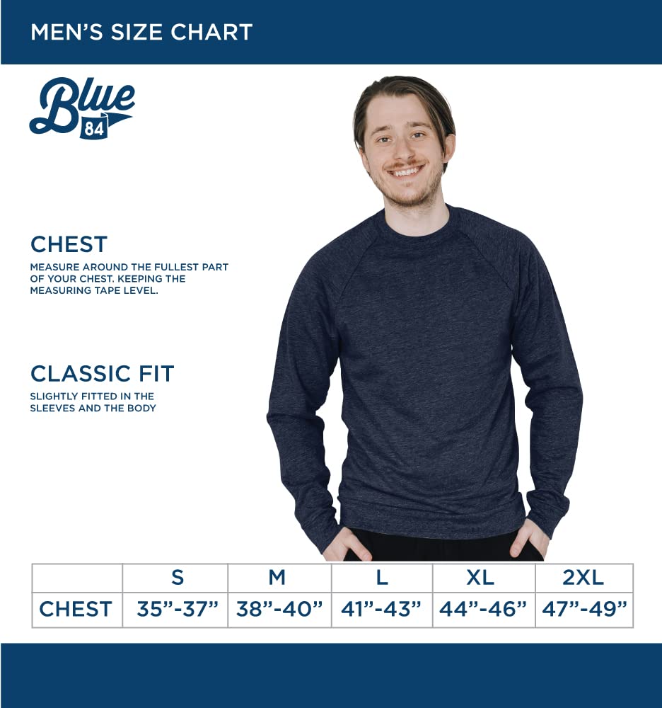 Blue 84 Men's Illinois Illini Tri-Blend Crewneck Sweatshirt Vintage Icon Heather Grey, Grey, X-Large